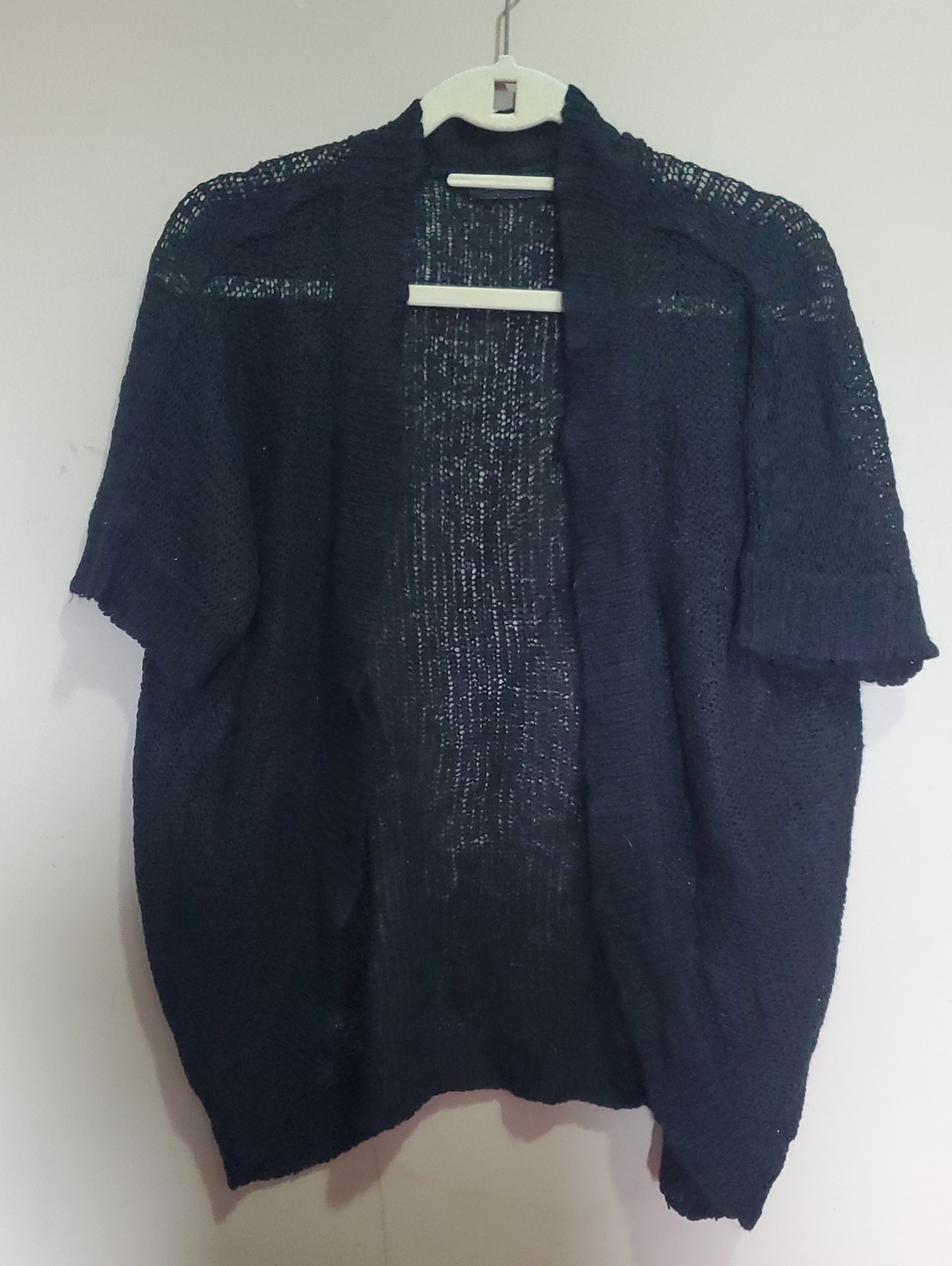 Seduction Black Open-Front Women's Short Sleeve Knit Cardigan Size Xl